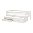 Bílá dětská postel z borovicového dřeva s výsuvným lůžkem a 2 zásuvkami Flexa Classic, 90 x 200 cm