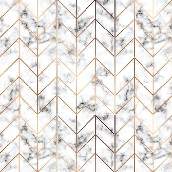Set 9 autocolante pentru perete Ambiance Marble and Gold Line, 15 x 15 cm imagine