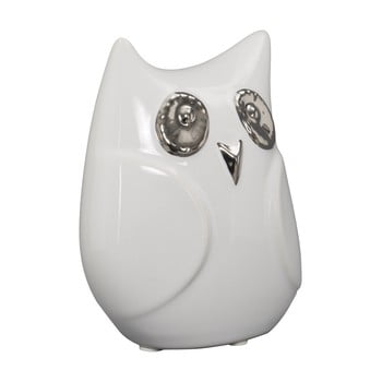 Statuetă decorativă din ceramică mauro ferretti gufo funny owl, înălțime 13 cm, alb