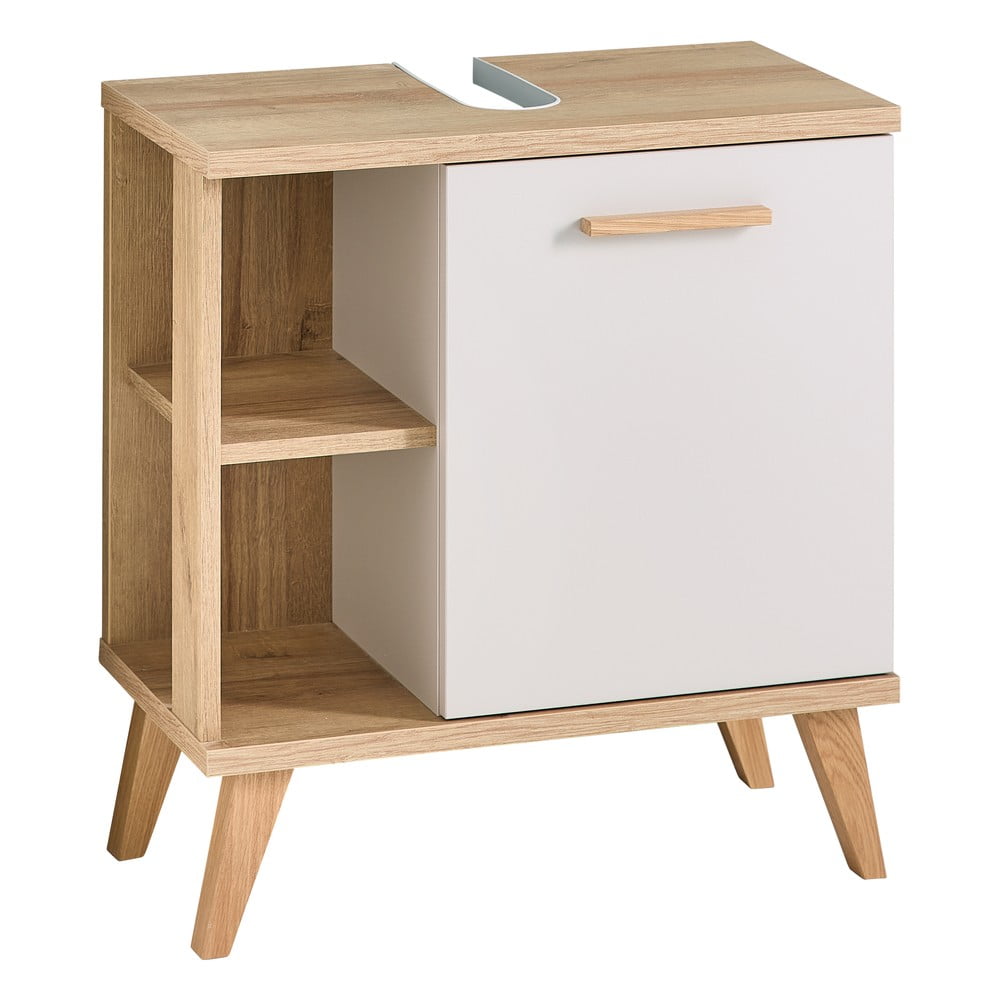 Krémová skříňka pod umyvadlo v dekoru dubu 60,5x65 cm Quickset 966 – Pelipal