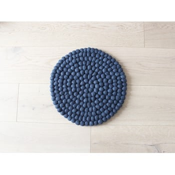 Pernă cu bile din lână pentru copii wooldot ball chair pad, ⌀ 30 cm, albastru închis