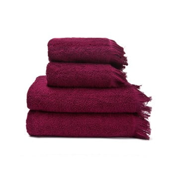 Set 2 prosoape și 2 prosoape de baie din 100% bumbac bonami, 50 x 90 + 70 x 140 cm, roșu