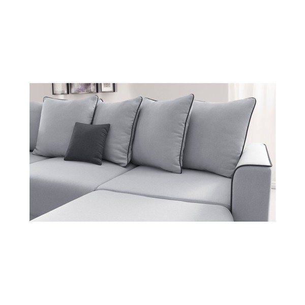 Šedá rohová rozkládací pohovka s lenoškou Bobochic Paris Panoramique XXL Mola, pravý roh