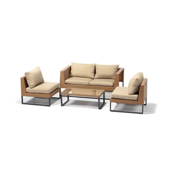 Set mobilier de grădină din ratan timpana diamond premium, maro cappuccino