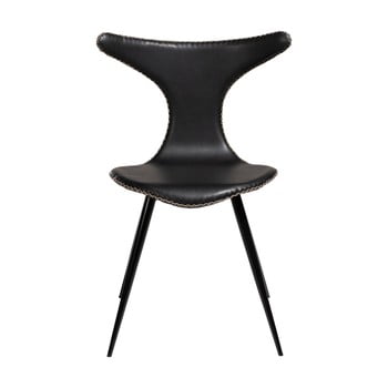 Scaun din piele ecologică cu cotiere negre metalice dan–form denmark dolphin, negru