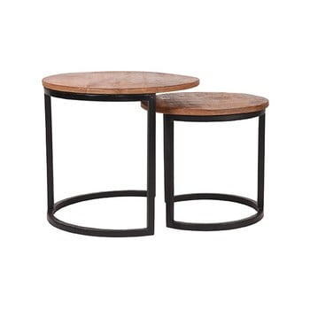 Set 2 măsuțe din lemn de mango label51 coffee, ⌀ 40 cm a ⌀ 50 cm