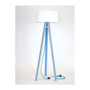 Lampadar cu abajur alb și cablu turcoaz ragaba wanda, albastru