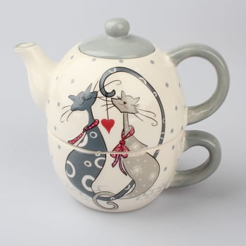 Set ceramic pentru ceai dakls cats couple