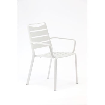 Set 4 scaune de grădină din aluminiu cu cotiere ezeis spring, alb