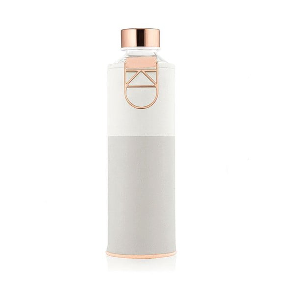 Šedo-bílá láhev z borosilikátového skla s obalem z umělé kůže Equa Mismatch Sage, 750 ml
