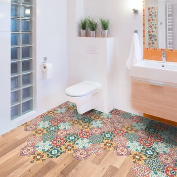 Set 10 autocolante de podea ambiance hexagons lorena, 40 x 90 cm