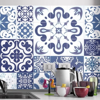Set 24 autocolante ambiance azulejos polka, 50 x 60 cm