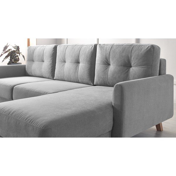 Šedá rozkládací rohová pohovka Bobochic Paris Balio Enjoy, pravý roh