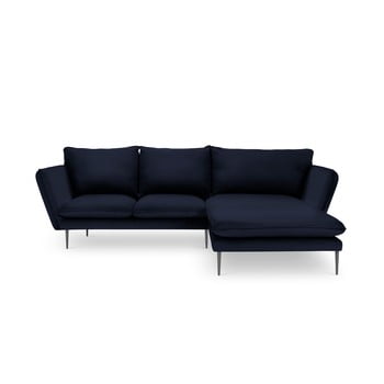 Colțar pe partea dreaptă cu 5 locuri din catifea mazzini sofas acacia, albastru închis