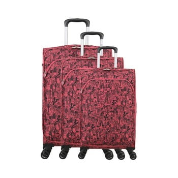 Set 3 trolere cu 4 roți lulucastagnette casandra, roz