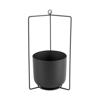 Ghiveci suspendat din metal pt living spatial, înălțime  36 cm, negru