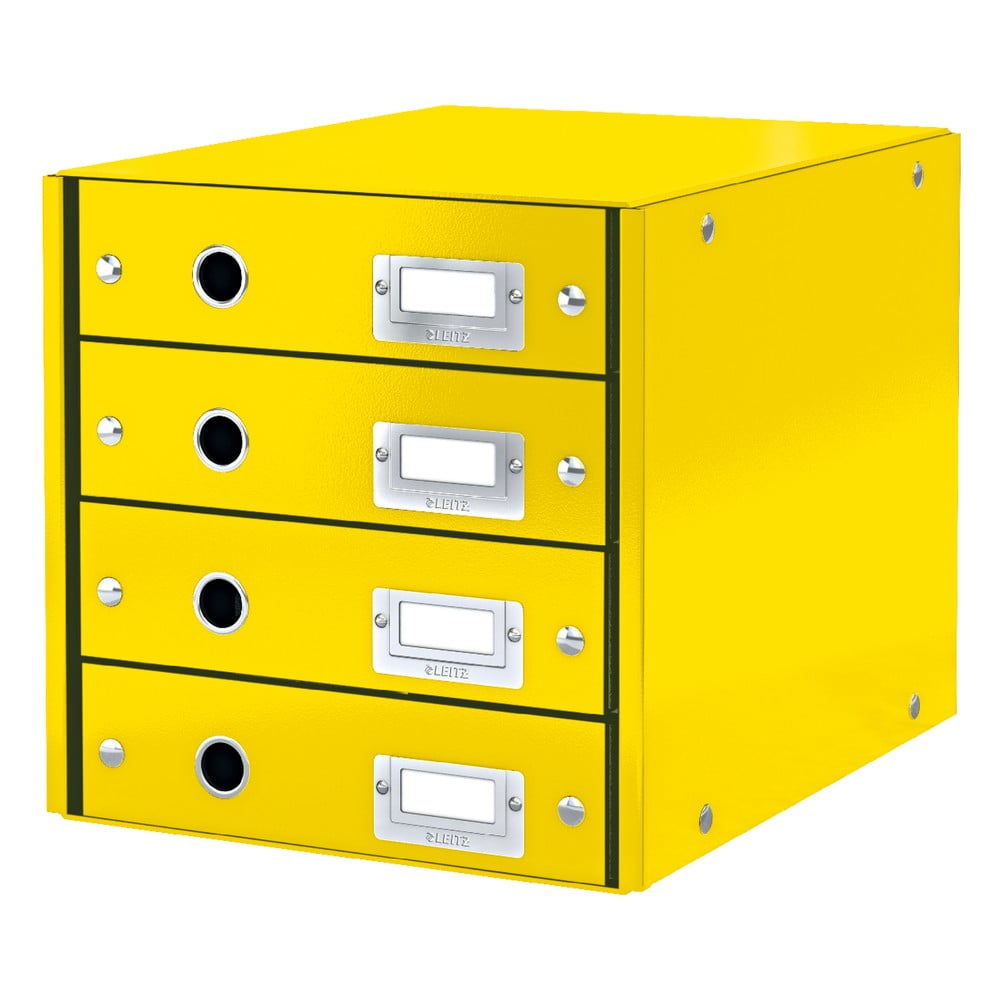Žlutý box se 4 zásuvkami Leitz Office, délka 36 cm