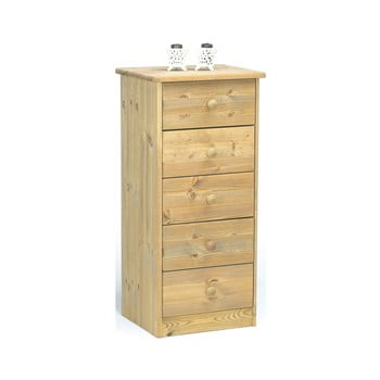 Comodă cu 5 sertare în decor natural lăcuit steens mario, înălțime 89,1 cm