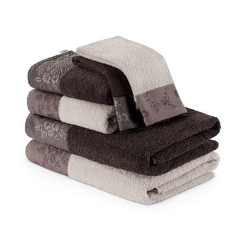 Set 6 prosoape pentru mâini și duș ameliahome, maro
