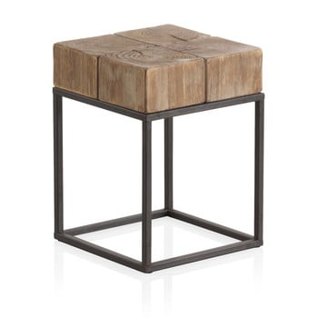 Taburet din lemn cu picioare metalice geese robust, 33 x 33 cm