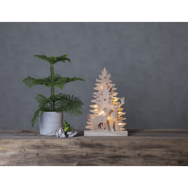 Vánoční dřevěná světelná LED dekorace Star Trading Fauna, výška 28 cm