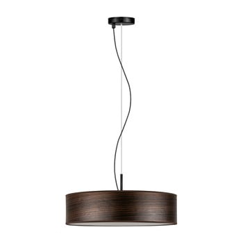 Lustră cu abajur din furnir natural bulb attack ocho clear, maro închis