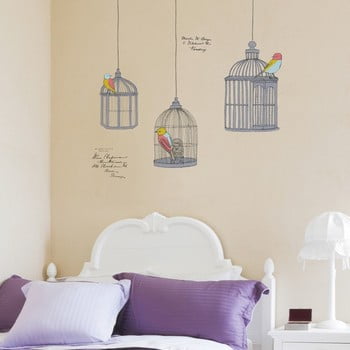 Set autocolante ambiance birds in cage