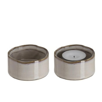 Suport din ceramică pentru lumânări pastilă a simple mess dras, ⌀ 6,7 cm, bej