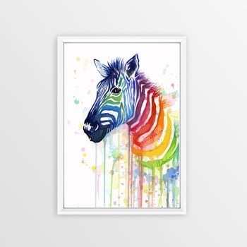 Tablou decorativ piacenza art rainbow zebra, 30 x 20 cm