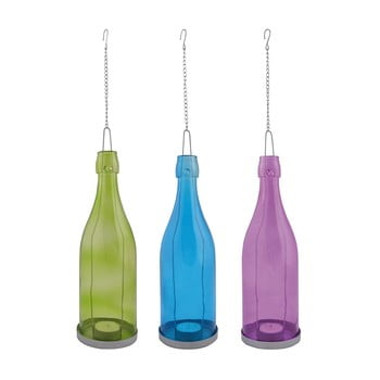 Set 3 sfeșnice din sticlă suspendate esschert design bottle
