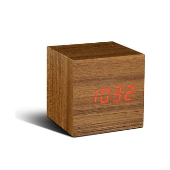Ceas deșteptător cu display led roșu gingko cube click clock, maro