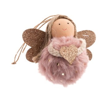 Decorațiune textilă suspendată dakls, lungime 9 cm, roz, înger