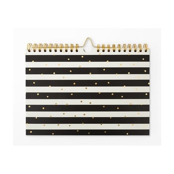 Planificator săptămânal GO Stationery Stripe, 30 x 21 cm, negru alb