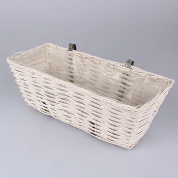 Coș dreptunghiular / ghiveci de agățat, din răchită dakls, lungime 43 cm