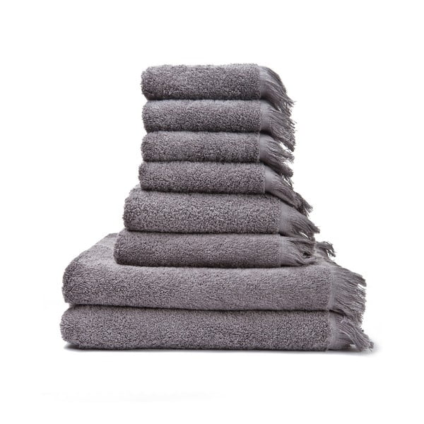 Sada 6 šedých ručníků a 2 osušek ze 100% bavlny Bonami Selection