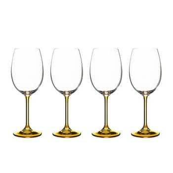 Set 4 pahare pentru vin din cristal bitz fluidum, 450 ml, ocru