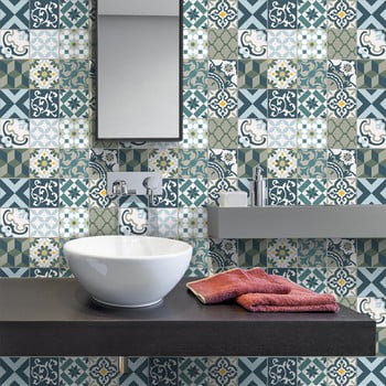 Set 30 autocolante de perete ambiance tiles azulejos vicenzo, 15 x 15 cm