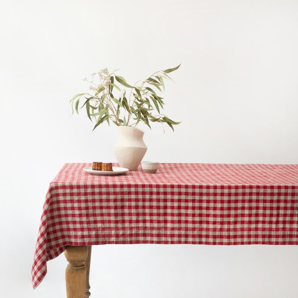 Lněný ubrus 140x200 cm Red Gingham – Linen Tales