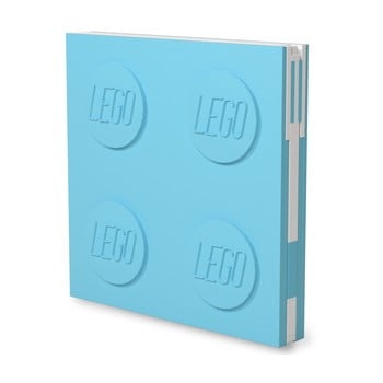 Jurnal pătrat cu pix cu gel lego®, 15,9 x 15,9 x 2,3 cm, turcoaz