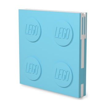 Jurnal pătrat cu pix cu gel LEGO®, 15,9 x 15,9 x 2,3 cm, turcoaz