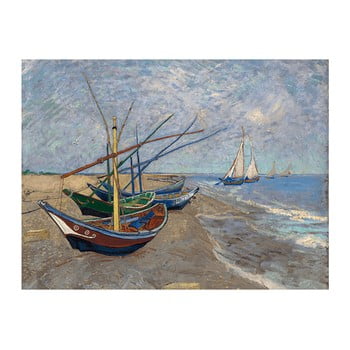 Reproducere tablou vincent van gogh - fishing boats on the beach at les saintes-maries-de la mer, 40x30 cm
