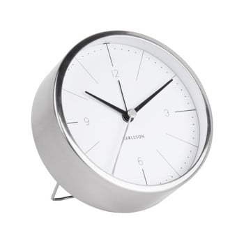 Ceas alarmă karlsson normann, Ø 10 cm, alb - gri
