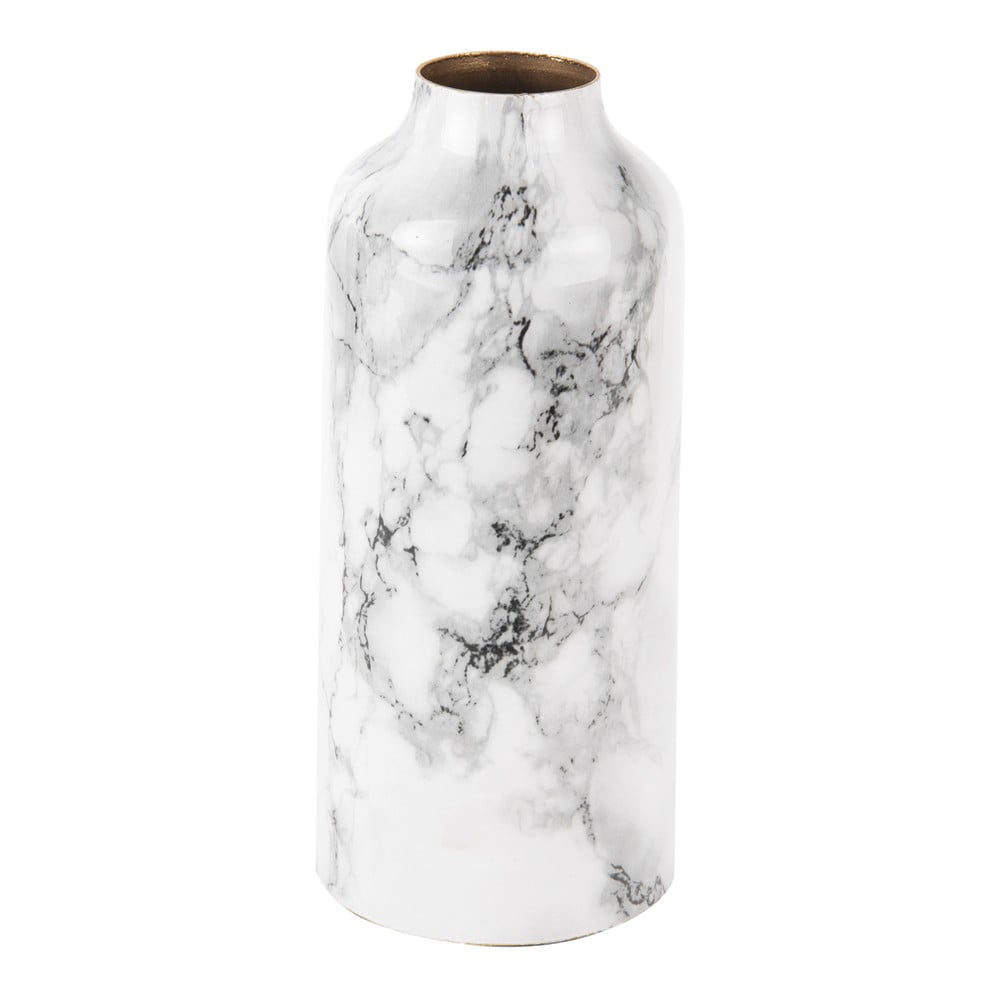 Bílo-černá železná váza PT LIVING Marble, výška 20 cm