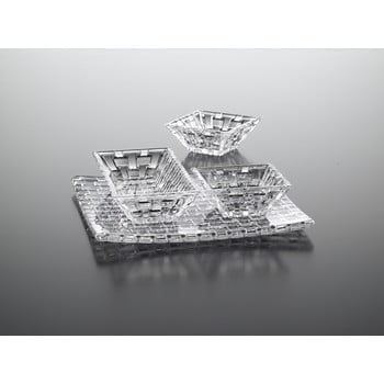 Set 3 boluri pentru servit și tavă din cristal nachtmann bossa nova