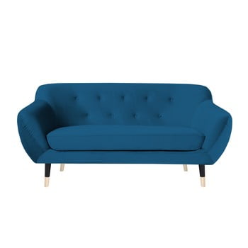 Canapea cu 2 locuri mazzini sofas amelie cu picioare negre, albastru