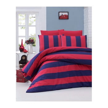 Lenjerie de pat din bumbac ranforce braid, 140 x 200 cm, roșu-albastru