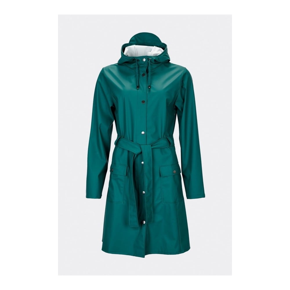 Tmavě zelený dámský plášť s vysokou voděodolností Rains Curve Jacket, velikost XS / S