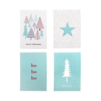 Set 4 felicitări din hârtie pentru crăciun bloomingville christmas