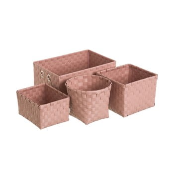 Set 4 coșuri depozitare unimasa poly, roz pudră