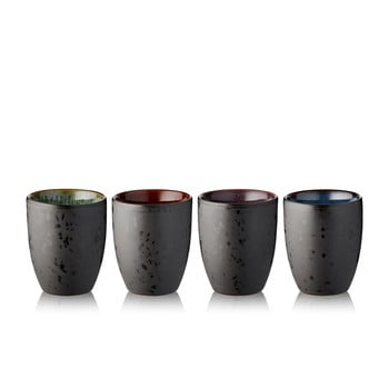 Set 4 pahare termo din gresie ceramică bitz basics black, 270 ml, negru